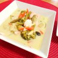 Sopa de coco con salmón