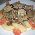 Patatas con berenjena y setas