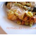 Tulipanes con verduras en salsa de queso azul