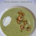 Crema de puerros y calabacín con gambitas