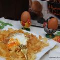 Patatas chips con huevos trufados