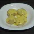Raviolis de perdiz  con salsa de azafrán