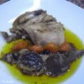 Pollo de corral con zanahorias y pinatells