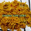 Fideuá con verduras y pollo, con Thermomix