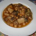 CHOCO CON GARBANZOS Y ALCACHOFAS