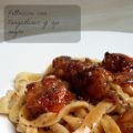Fettuccini con Ajo Negro y Langostinos