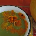 Crema de brócoli con flor de zanahoria