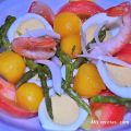 Ensalada tibia de patata, mango y espárragos