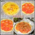 PIZZA DE MOSTAZA, TOMATE Y CEBOLLA