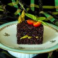 ARROZ VENERE CON ESPARRAGOS, BEICON Y CEBOLLA