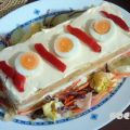 Pastel frío de pan de molde con atún y surimi