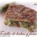 Tortilla de habas frescas, cebolletas y jamón