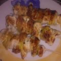 Brochetas de pollo y piña