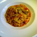 Arroz con alcachofas y sobrasada