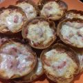 Cestitas de beicon y queso.