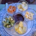 Chocolate fondant con frutas