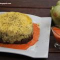 Pastel de zarangollo con salsa de piquillos