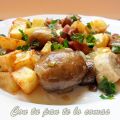 SALTEADO DE CHAMPIÑONES CON JAMÓN Y PATATAS