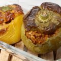 Pimientos al horno rellenos de carne y arroz