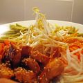 Ensalada de verduras y pollo yakitori