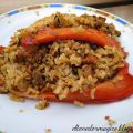 Pimientos y champiñones rellenos de arroz y[...]