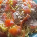 Tagliatelle con merluza y salmón