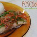 Pescado con verduras salteadas