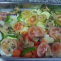 VERDURAS AL HORNO CON BONITO Y HUEVO ESCALFADO