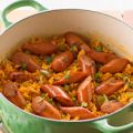 Arroz amarillo con salchichas