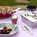 PIE DE CEREZAS ESPECIADO CON HELADO DE YOGURT