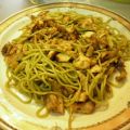 Spaguettis con pollo y guindilla