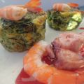 FLANES DE ESPINACAS Y GAMBAS