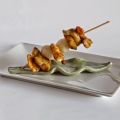 Brocheta de langostinos y vieiras al brandy con[...]