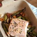 Salmón con espárragos asados