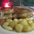 Cochinillo al horno con cebollitas caramelizadas