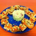 CANAPÉ DE BERBERECHOS CON TOMATE Y ARROZ