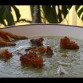 puré de judias verdes con crujiente de pescadito