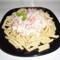 Macarrones con palitos de cangrejo