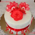 Tarta rosas y abanicos