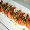 Gambas con refrito de ajos , piparras y limón