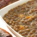 Lentejas con panceta asada