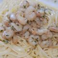 Tallarines con gambas al ajillo