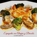 Espaguetis con Almejas y Brocolis