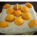 Tarta Chocolate Blanco y Melocotón.