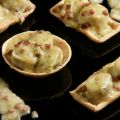Tartaletas de alcachofas con velouté de jamón