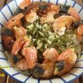 Soumen con langostinos.
