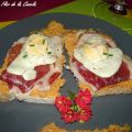 PINCHO DE JAMÓN, HUEVOS DE CODORNIZ Y ROMESCO