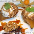 Peras especiadas rellenas de requesón y nueces