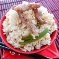 Arroz con tiras de cordero