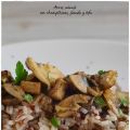 Arroz salvaje con champiñones, jamón y tofu